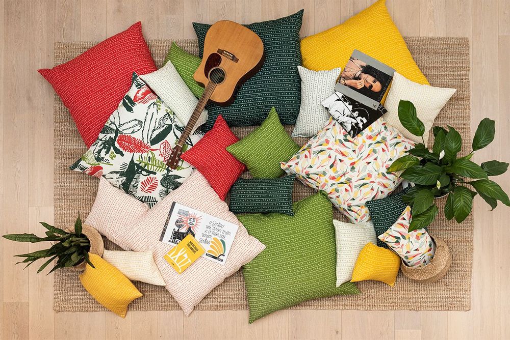 Fabric cushions - 100% linen cushion cover 80x80cm - RECANTO pattern - SABIÁ DESIGN