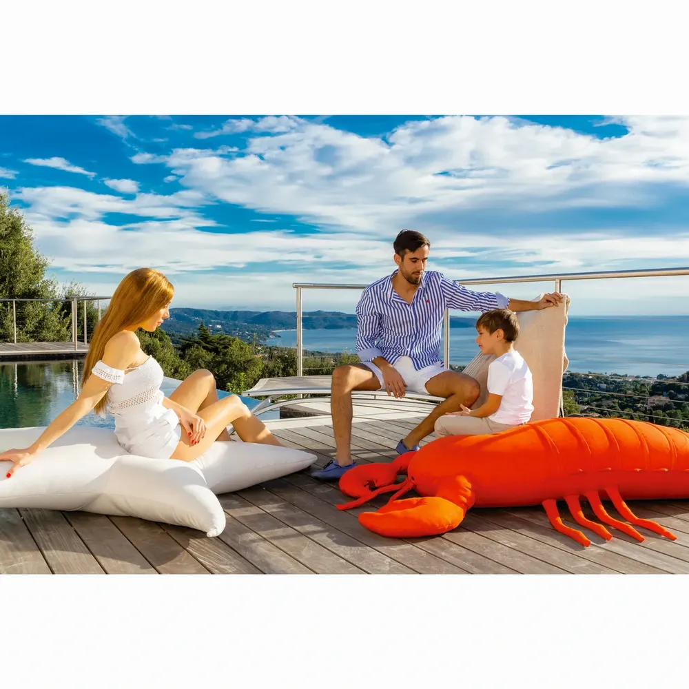 Deck chairs - XL floating/outdoor orange lobster ottoman - MX HOME