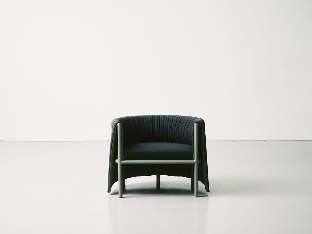Armchairs - Iconic Wraap fabric blue green armchair green structure - NOPPI