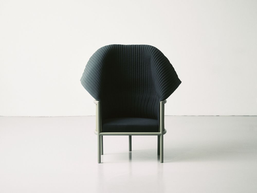Armchairs - Iconic Wraap fabric blue green armchair green structure - NOPPI
