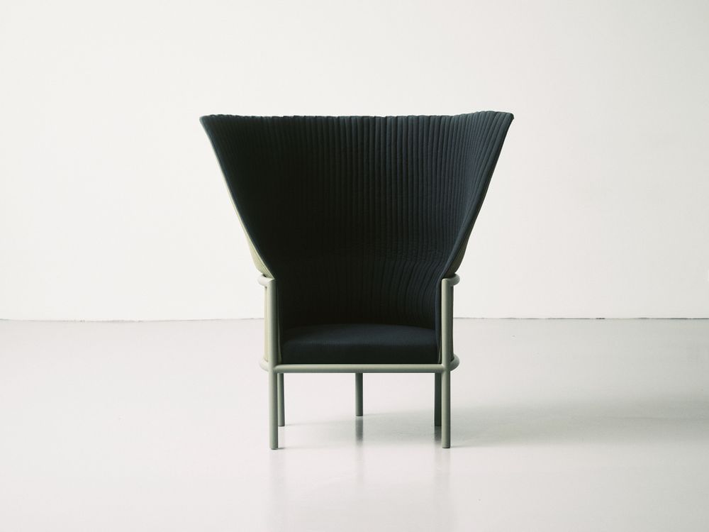 Armchairs - Iconic Wraap fabric blue green armchair green structure - NOPPI
