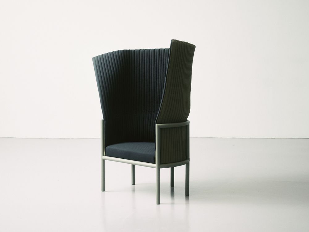 Armchairs - Iconic Wraap fabric blue green armchair green structure - NOPPI