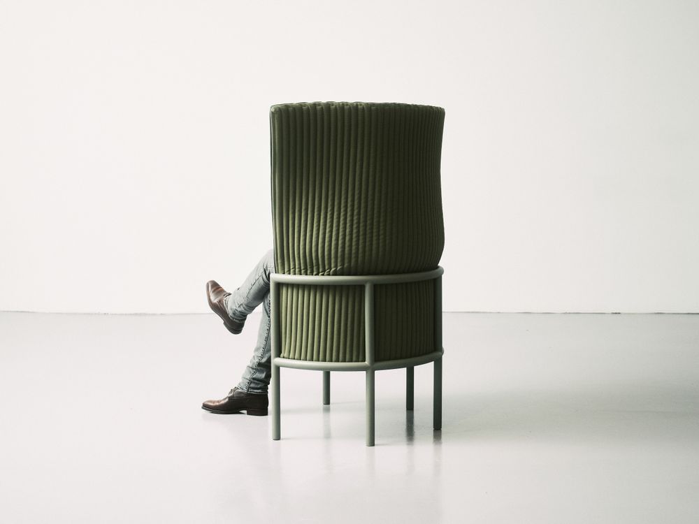 Armchairs - Iconic Wraap fabric blue green armchair green structure - NOPPI