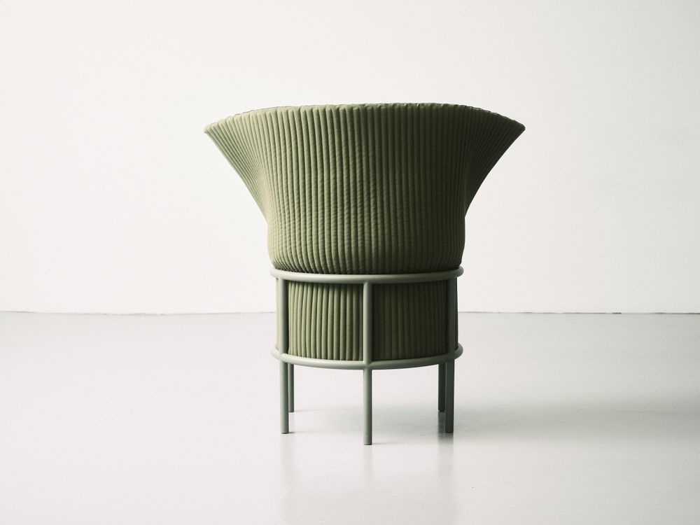 Armchairs - Iconic Wraap fabric blue green armchair green structure - NOPPI