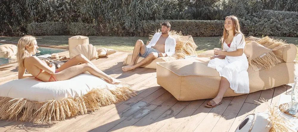Deck chairs - XL Greek eye with raffia fringes - MX HOME