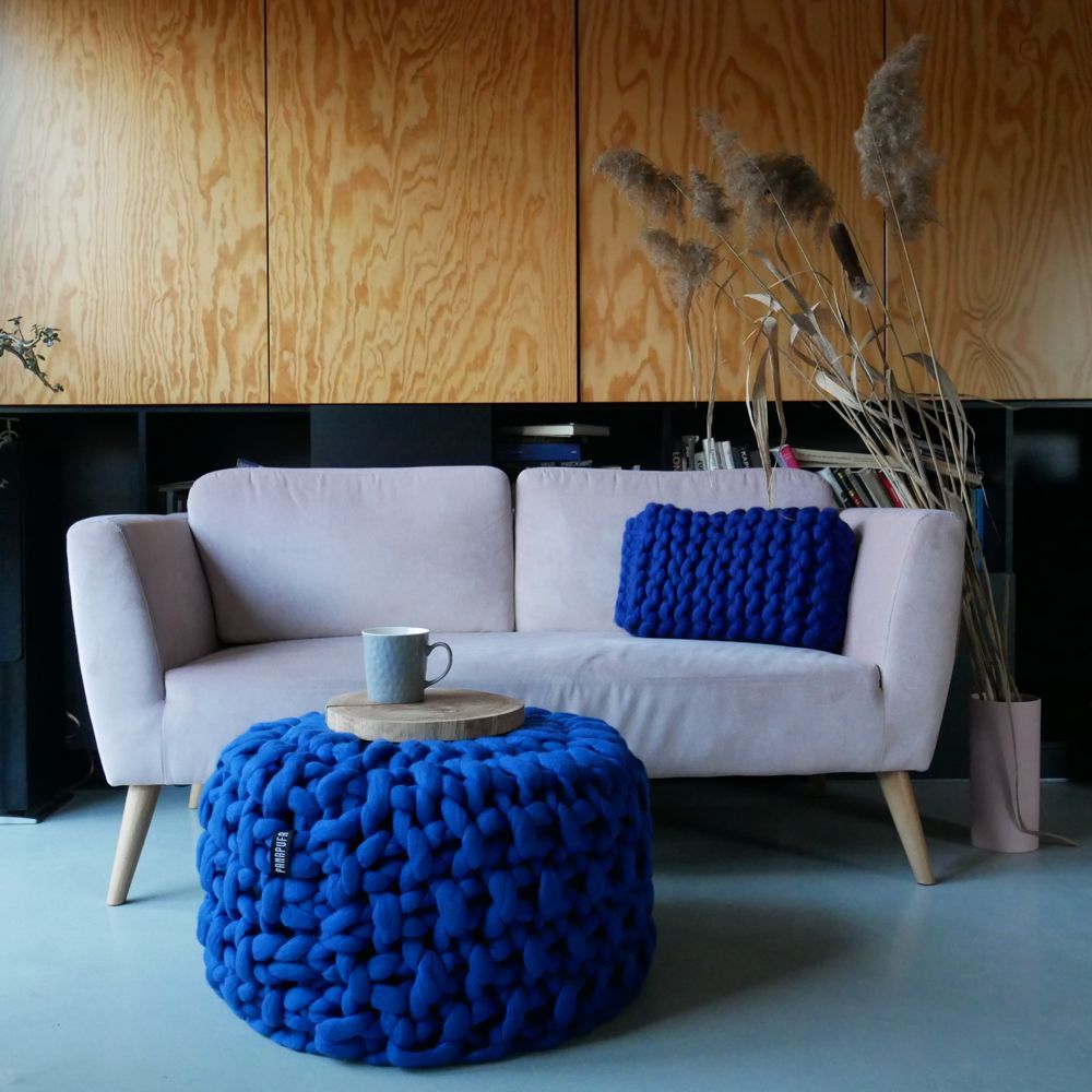 Design objects - chunky knit pouf big cotton - PANAPUFA