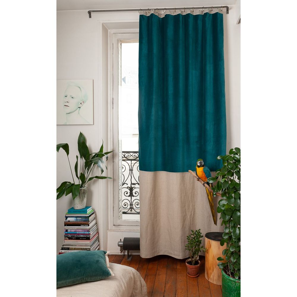 Curtains and window coverings - Cotton Velvet and Linen Duo Curtain - EN FIL D'INDIENNE...