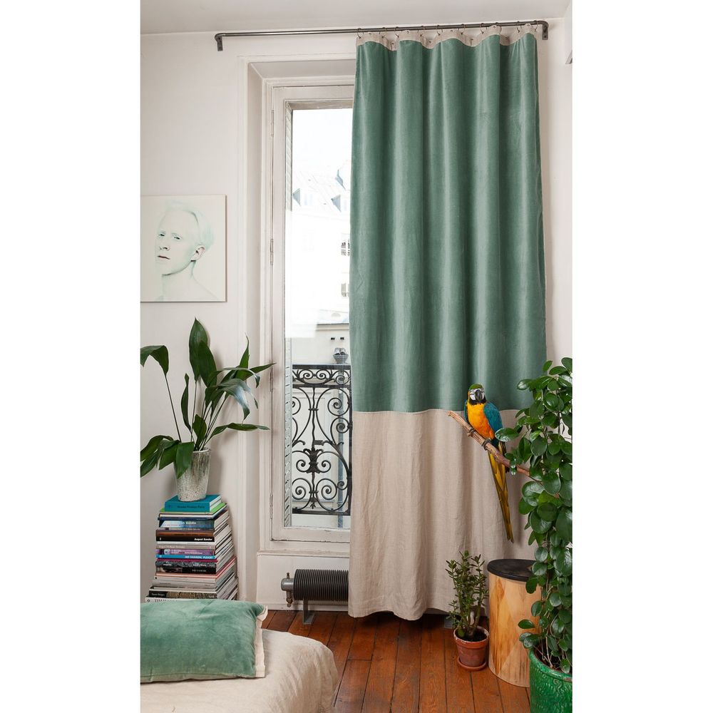 Curtains and window coverings - Cotton Velvet and Linen Duo Curtain - EN FIL D'INDIENNE...