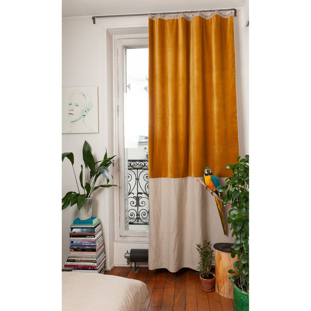 Curtains and window coverings - Cotton Velvet and Linen Duo Curtain - EN FIL D'INDIENNE...