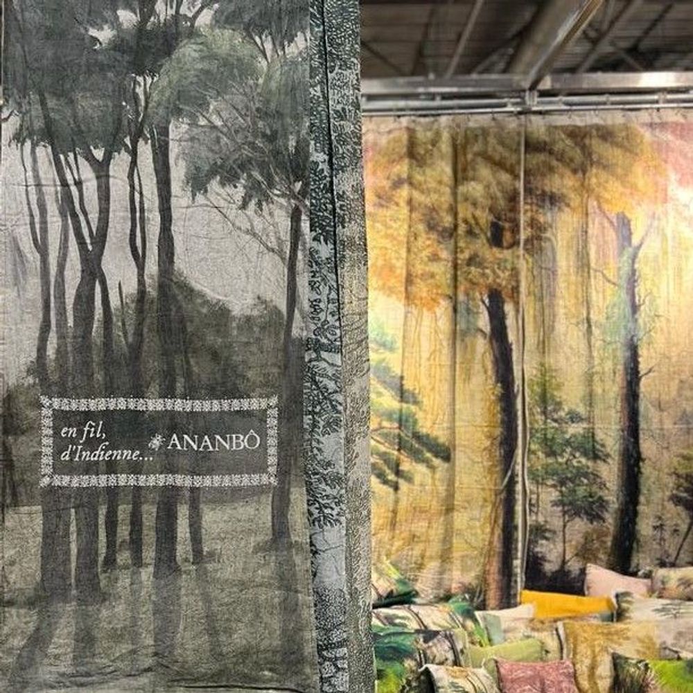 Rideaux et voilages - Orénoque Paire de voilages en Etamine de lin imprimé visuel Ananbô 140x280 cm. - EN FIL D'INDIENNE...