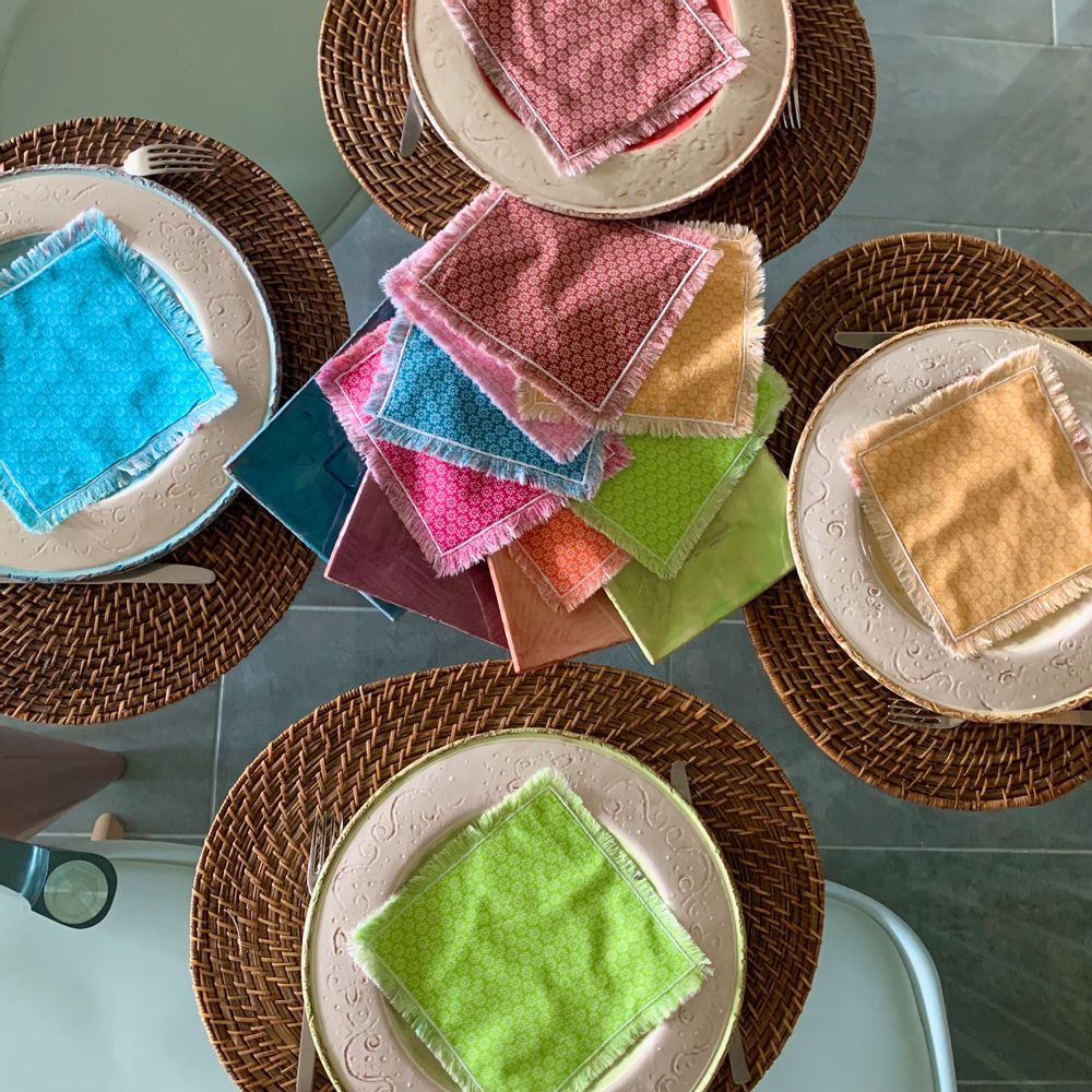 Table linen - Small reusable colored napkins made in France in cotton offered in sets - NILE
