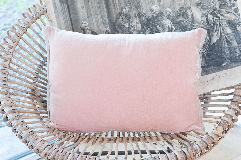 Coussins textile - FORTUNA 2 housses de Coussins en velours de soie et lin 35x50 cm - EN FIL D'INDIENNE...
