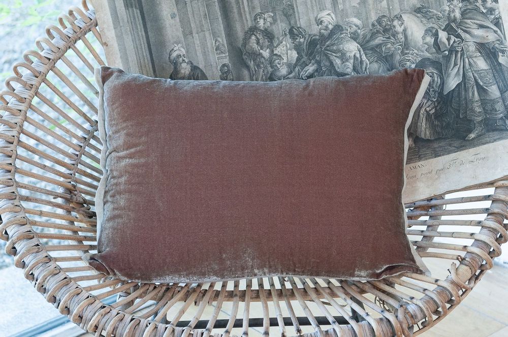 Coussins textile - FORTUNA 2 housses de Coussins en velours de soie et lin 35x50 cm - EN FIL D'INDIENNE...