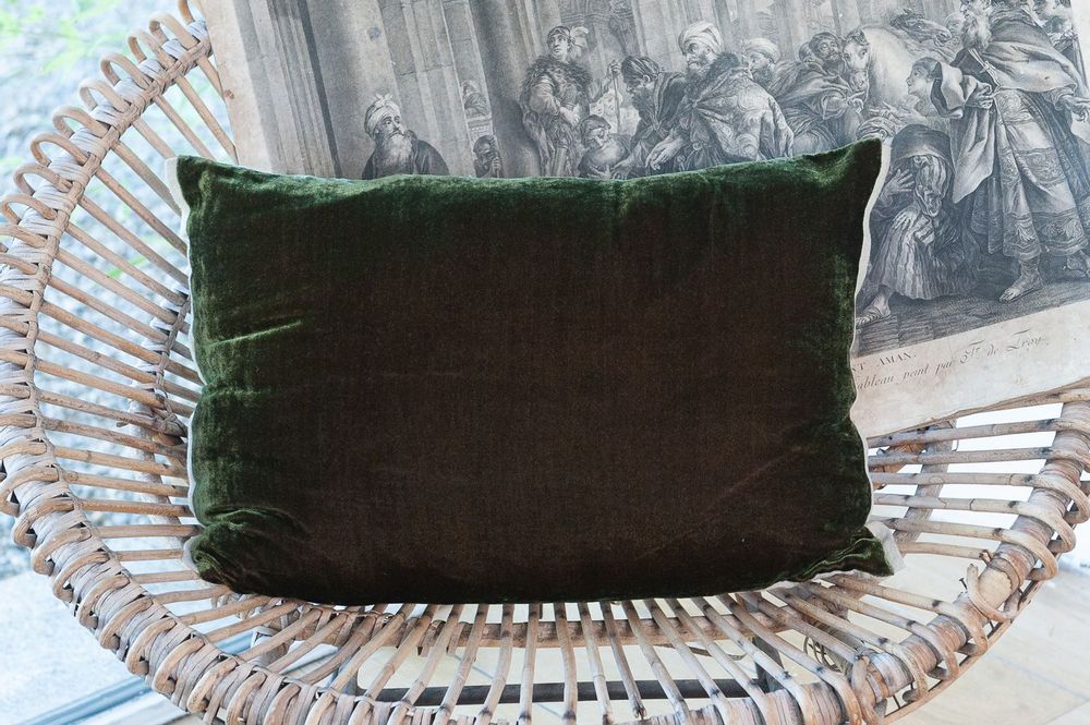 Coussins textile - FORTUNA 2 housses de Coussins en velours de soie et lin 35x50 cm - EN FIL D'INDIENNE...