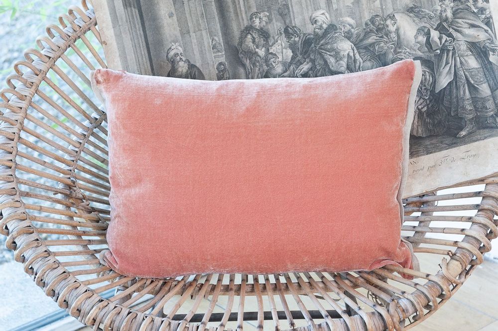 Coussins textile - FORTUNA 2 housses de Coussins en velours de soie et lin 35x50 cm - EN FIL D'INDIENNE...