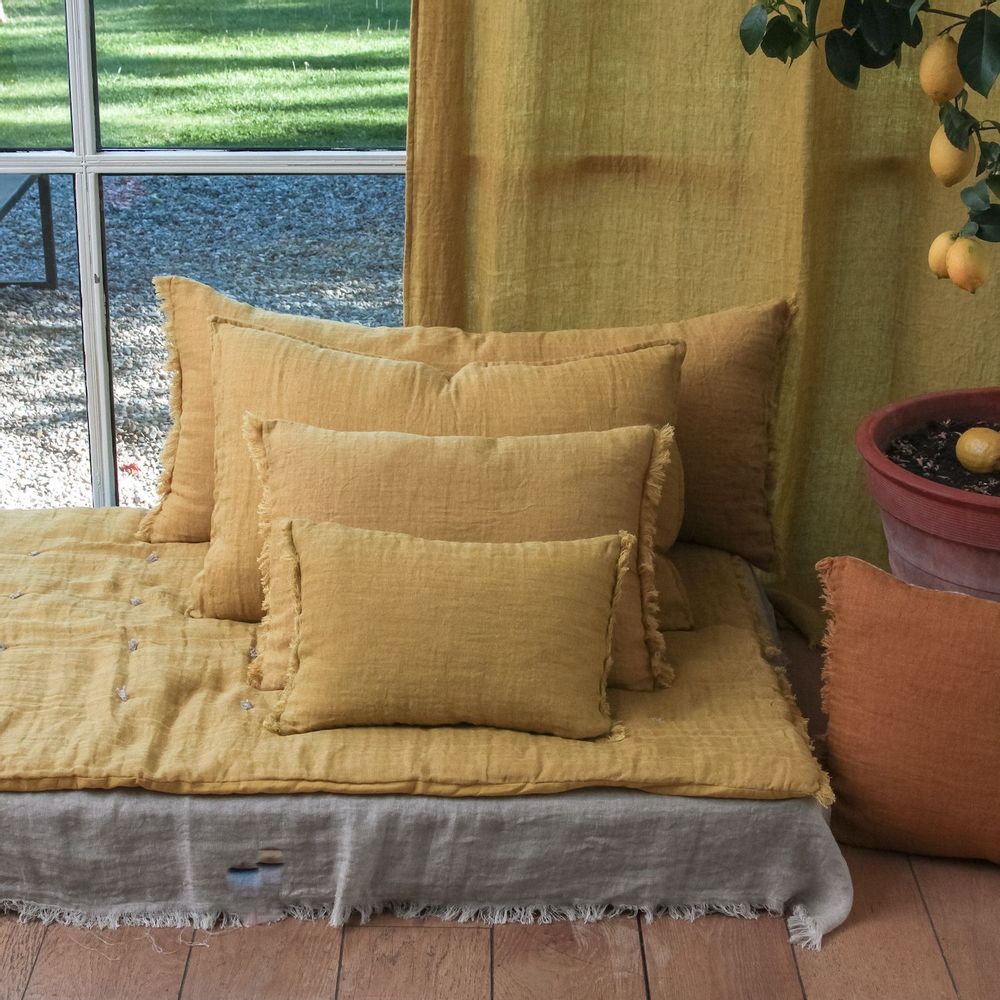 Fabric cushions - ETAMINE 2 Washed Linen Pillow Covers 30x45 cm - EN FIL D'INDIENNE...