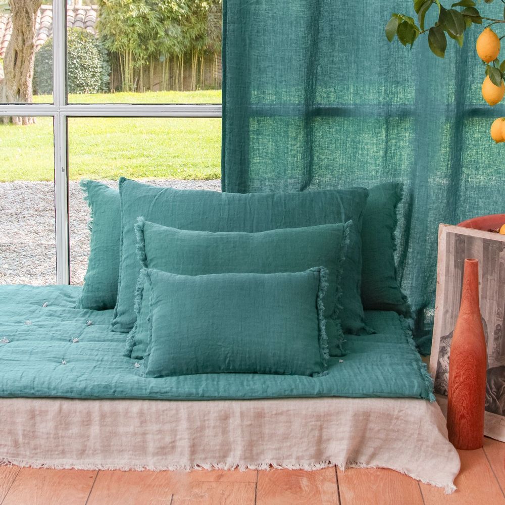 Fabric cushions - ETAMINE 2 Washed Linen Pillow Covers 30x45 cm - EN FIL D'INDIENNE...