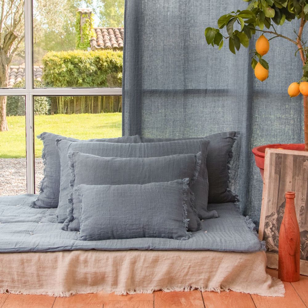 Fabric cushions - ETAMINE 2 Washed Linen Pillow Covers 30x45 cm - EN FIL D'INDIENNE...