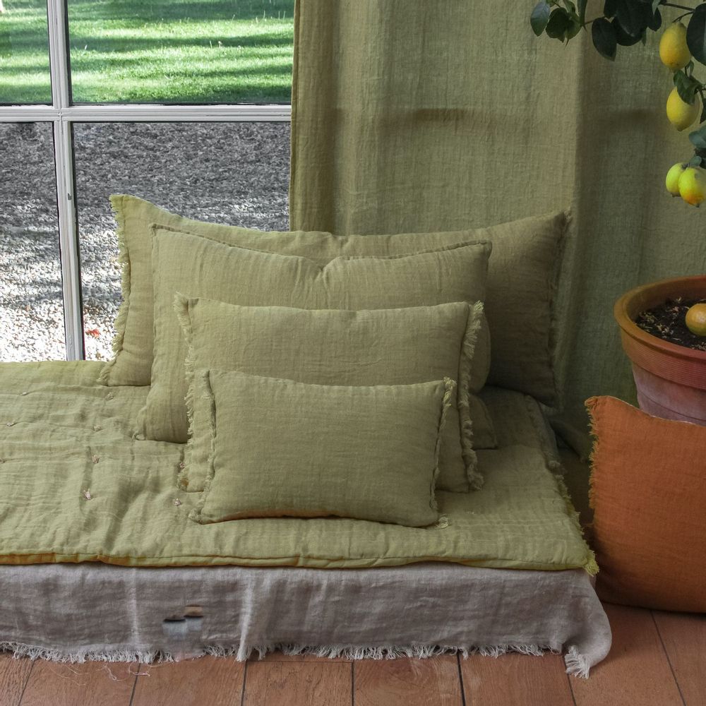 Fabric cushions - ETAMINE 2 Washed Linen Pillow Covers 30x45 cm - EN FIL D'INDIENNE...