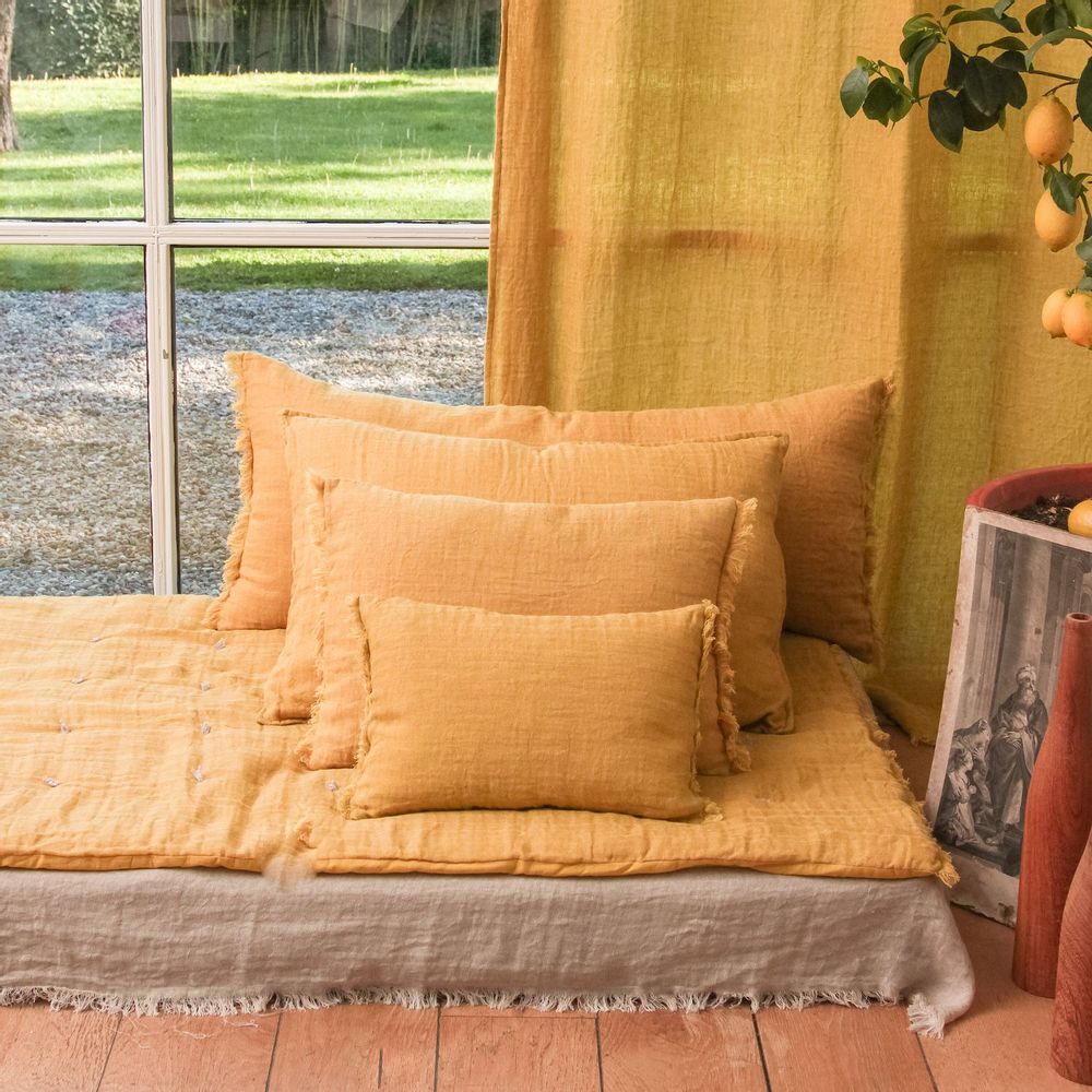 Fabric cushions - ETAMINE 2 Washed Linen Pillow Covers 30x45 cm - EN FIL D'INDIENNE...