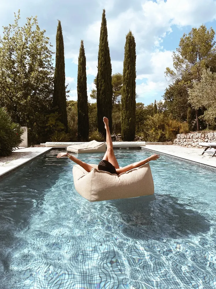 Deck chairs - Floating raffia effect sunbed - MX HOME