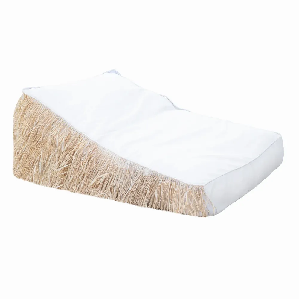 Deck chairs - White sun lounger with raffia fringes - MX HOME