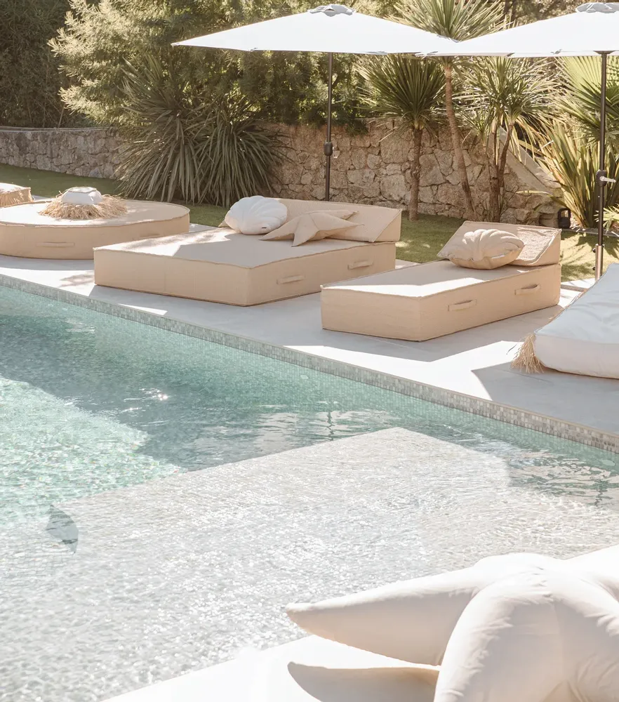 Deck chairs - Raffia effect 1 seater sun lounger - MX HOME
