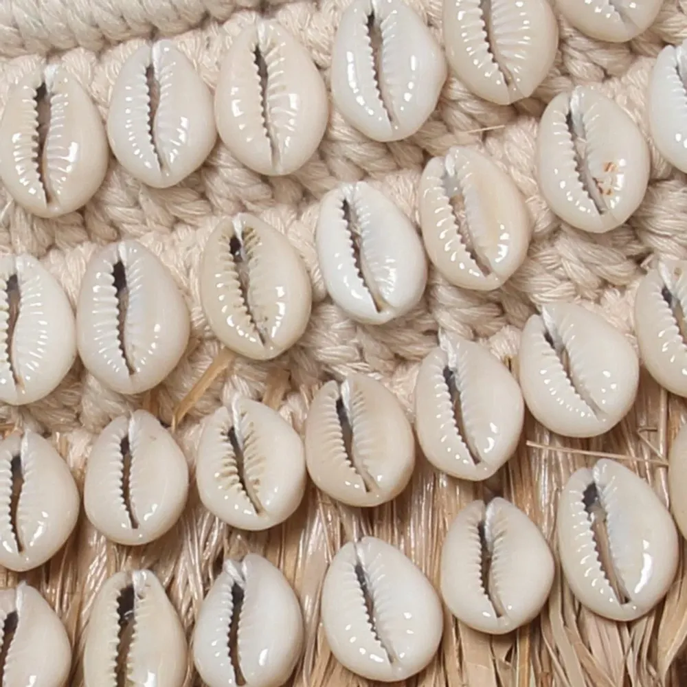 Mirrors - The Raffia Cowrie Mirror - Natural White - BAZAR BIZAR LIVING