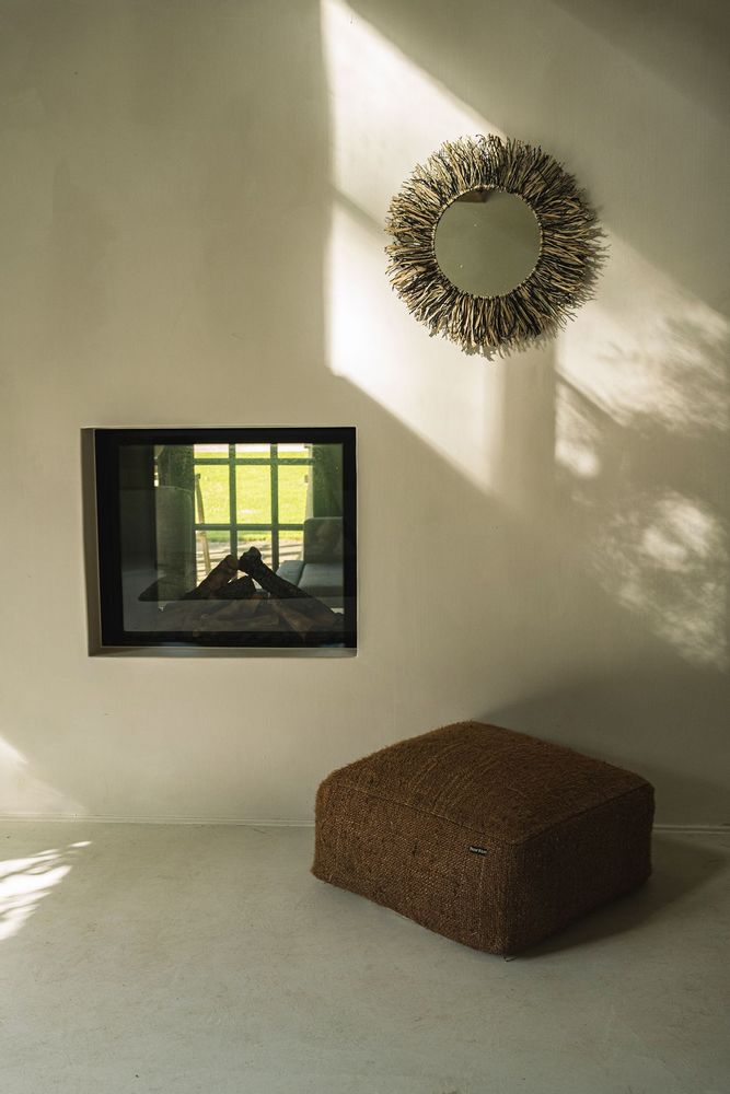 Miroirs - Le Miroir Raffia Fringe - Naturel Noir - M - BAZAR BIZAR LIVING