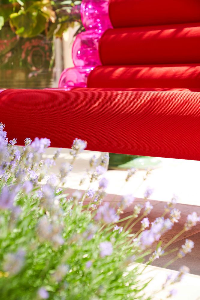 Sofas - MW02| Sofa with transparent PMMA walls & red Runner covers - MW Exclusive - MW DESIGNER FURNITURE