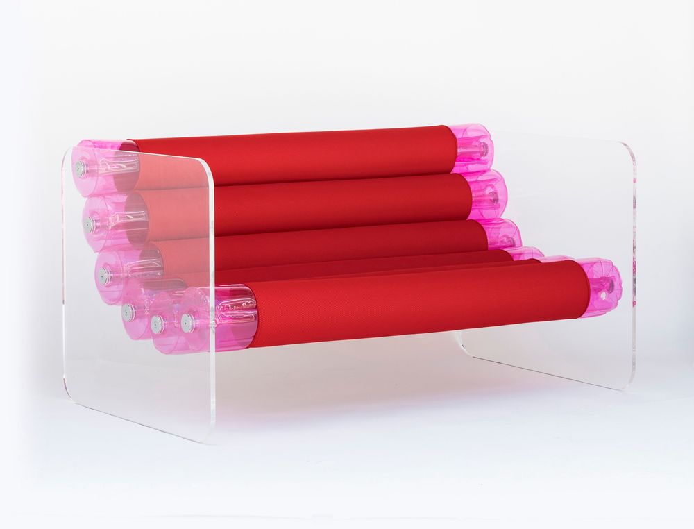 Sofas - MW02| Sofa with transparent PMMA walls & red Runner covers - MW Exclusive - MW DESIGNER FURNITURE