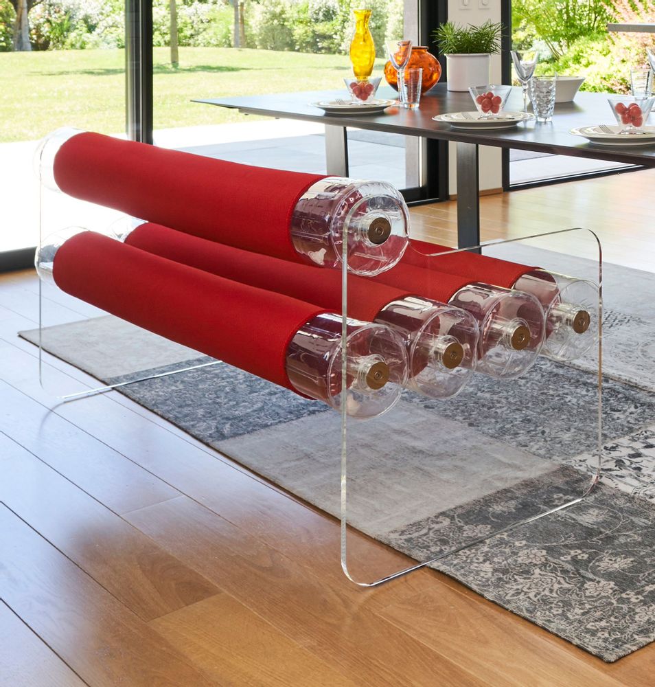 Canapés de jardin - MW04| Banc parois en PMMA transparents & fourreaux Runner rouge - MW Exclusive - MW DESIGNER FURNITURE