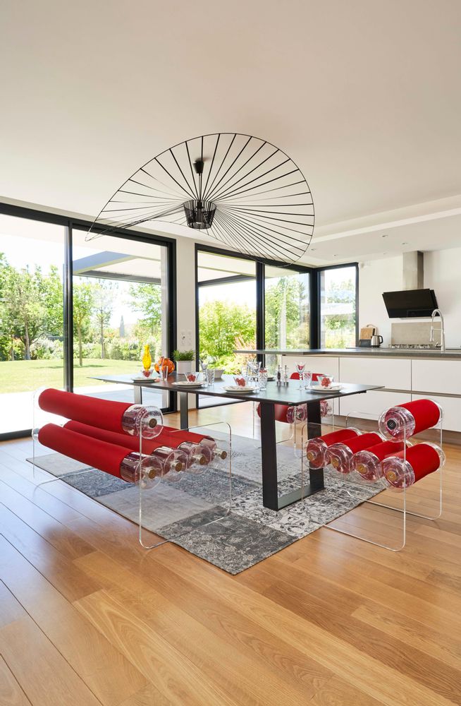 Canapés de jardin - MW04| Banc parois en PMMA transparents & fourreaux Runner rouge - MW Exclusive - MW DESIGNER FURNITURE