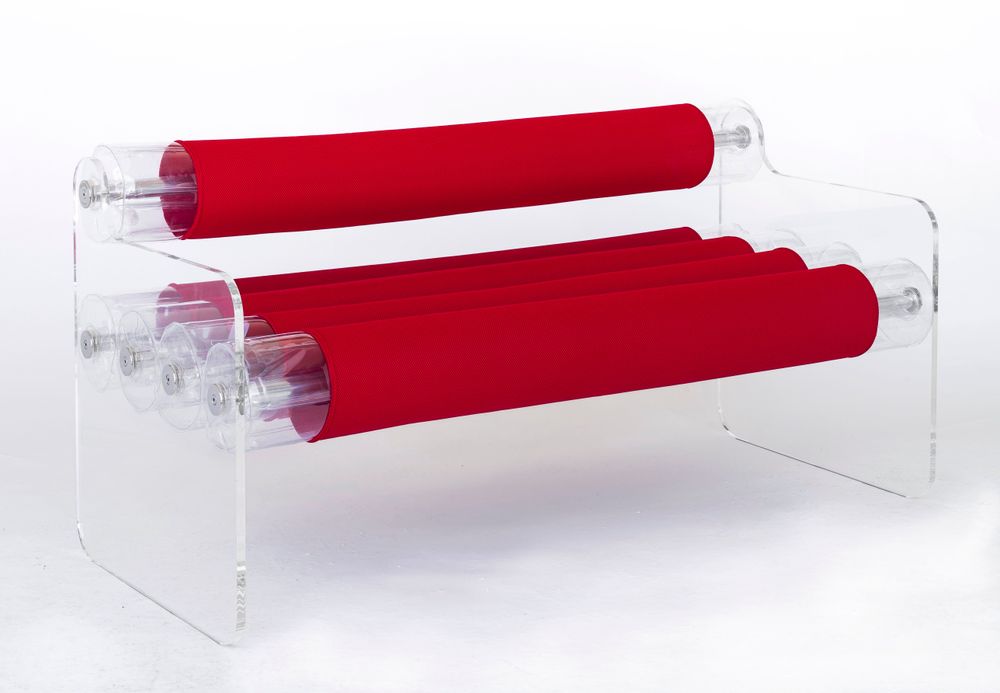 Canapés de jardin - MW04| Banc parois en PMMA transparents & fourreaux Runner rouge - MW Exclusive - MW DESIGNER FURNITURE