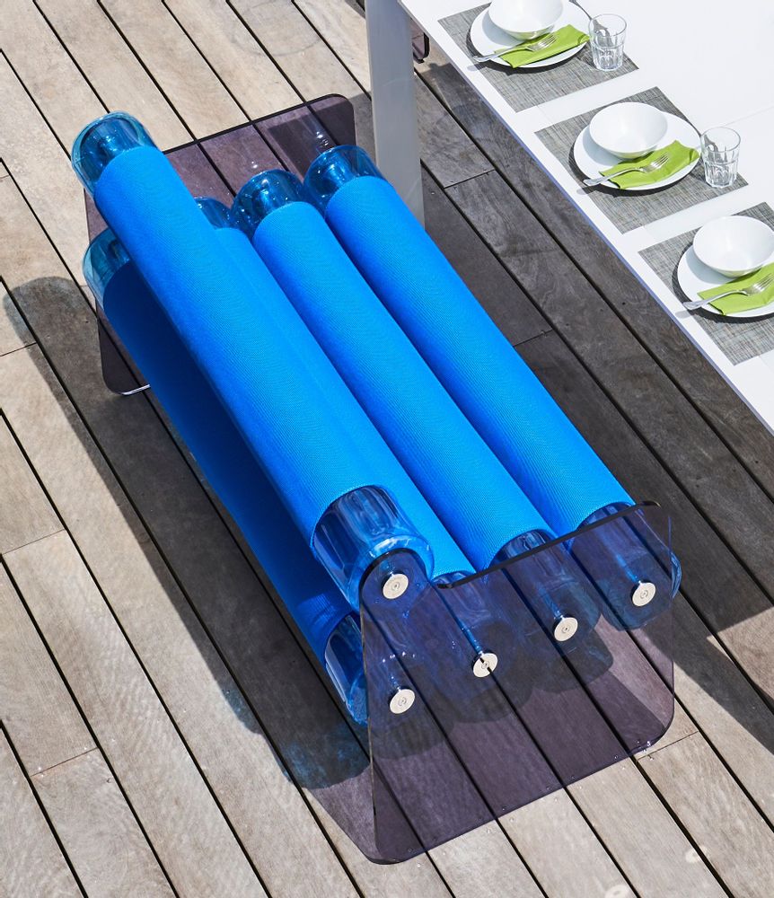 Canapés de jardin - MW04| Banc parois en PMMA gris & fourreaux Runner bleus - MW Exclusive - MW DESIGNER FURNITURE