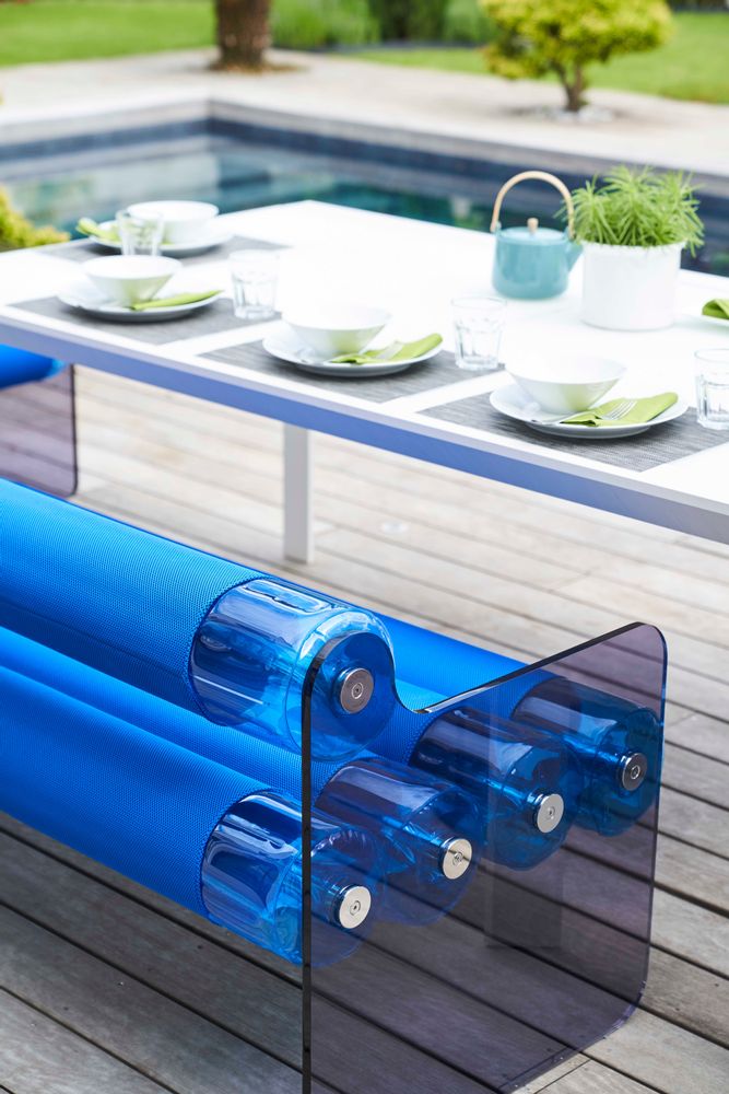 Canapés de jardin - MW04| Banc parois en PMMA gris & fourreaux Runner bleus - MW Exclusive - MW DESIGNER FURNITURE