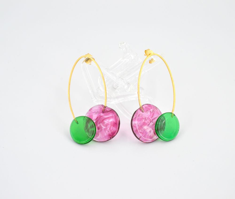 Gifts - Gold plated earrings glass Murano Artisan Elia collection - CHAMA NAVARRO