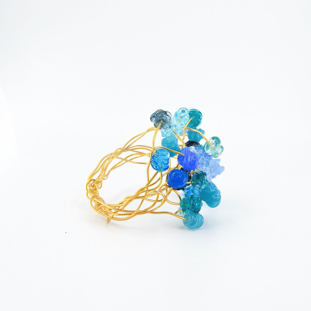 Cadeaux - Bracelet plaqué or verre Murano artisan travaillé aun chalumeau - CHAMA NAVARRO