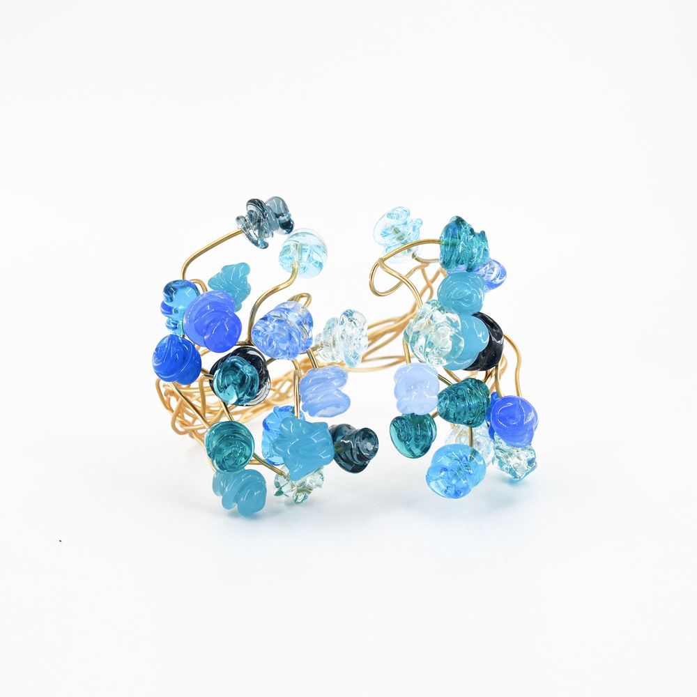 Cadeaux - Bracelet plaqué or verre Murano artisan travaillé aun chalumeau - CHAMA NAVARRO