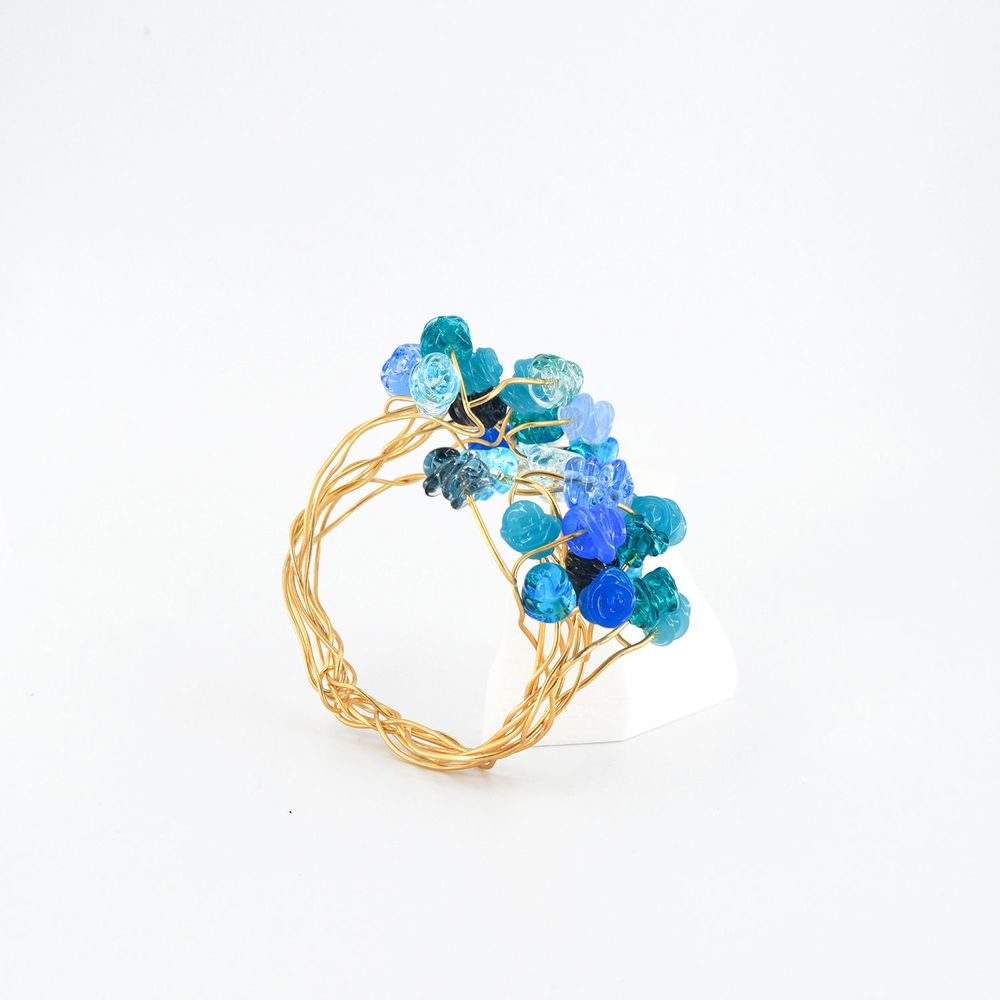 Cadeaux - Bracelet plaqué or verre Murano artisan travaillé aun chalumeau - CHAMA NAVARRO