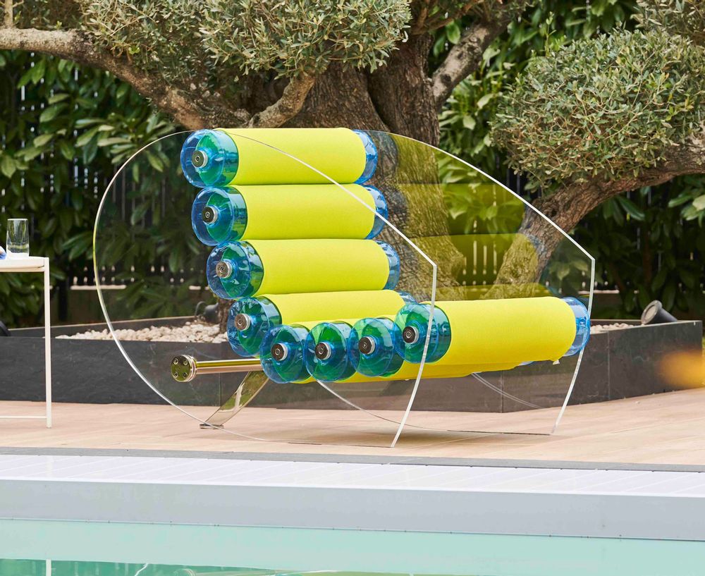 Lawn armchairs - MW05| Armchair with transparent PMMA walls & yellow Runner covers - MW Exclusive - MW DESIGNER FURNITURE