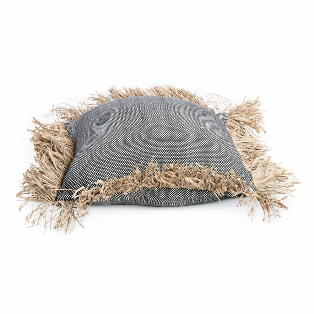 Cushions - The Cotton Bonita Cushion Cover - Natural Black - 40x40 - BAZAR BIZAR LIVING