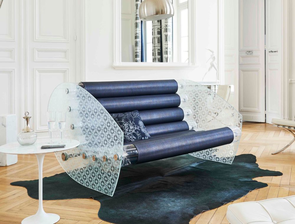 Sofas - MW05 Patterne Special Edition|Soshagro anthracite sofa with sandblasted glass walls & covers - MW Exclusive - KUUMO DESIGN