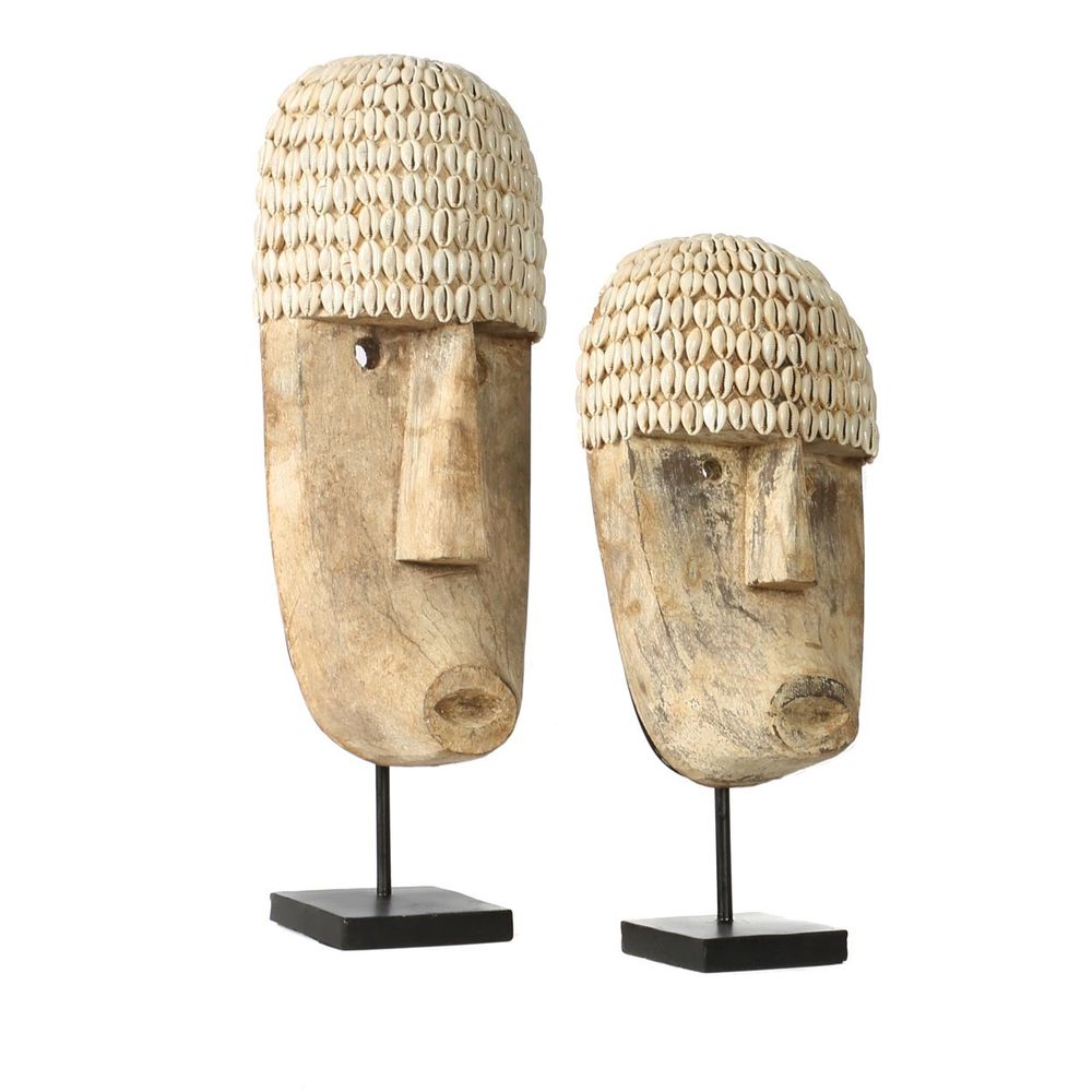 Decorative objects - The Cowrie Mask on Stand - Large - BAZAR BIZAR LIVING