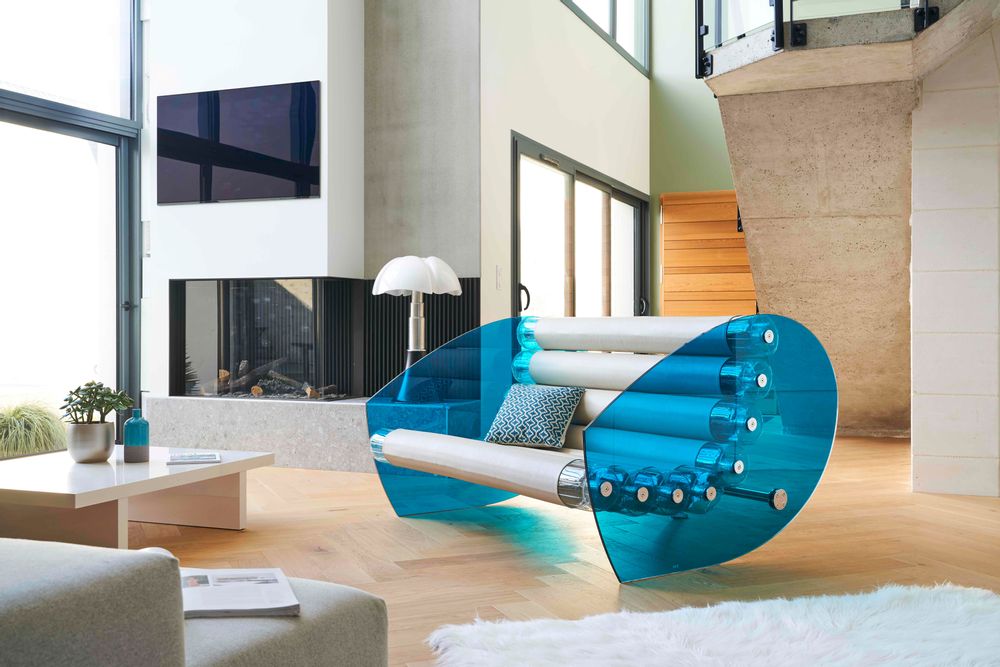 Sofas - MW05| Soshagro Pearl sofa with blue glass panels - MW Exclusive - MW DESIGNER FURNITURE
