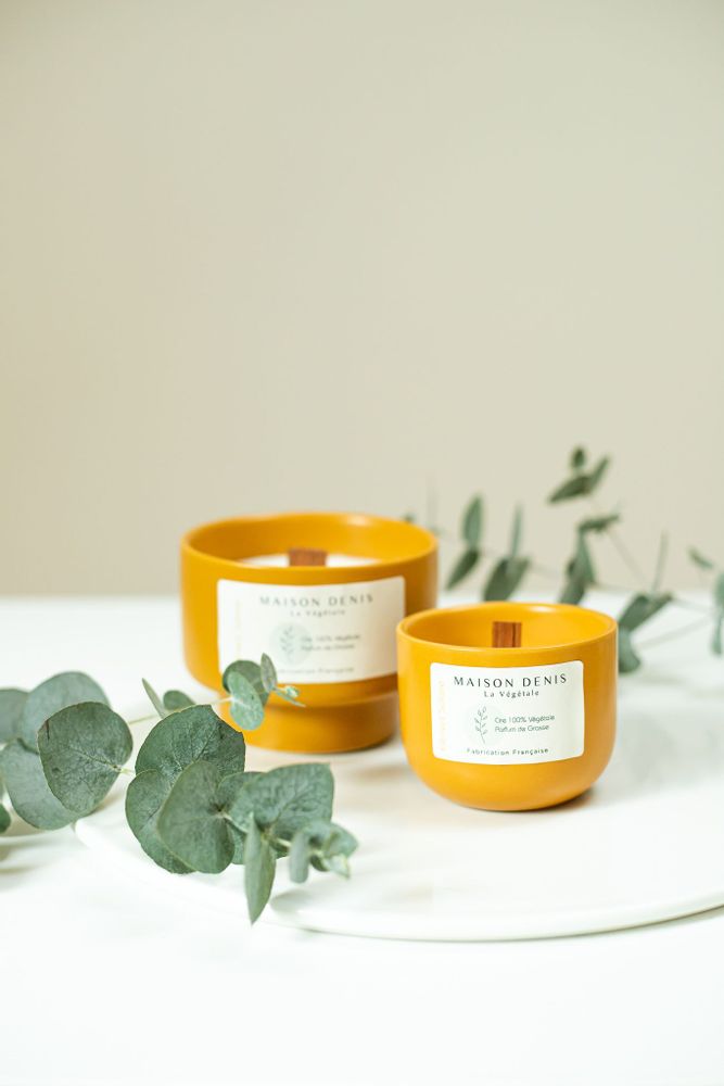 Decorative objects - MAISON DENIS — The Solar Element: Scented candle with 100% vegetable wax and wick wood. - L'ATELIER DENIS