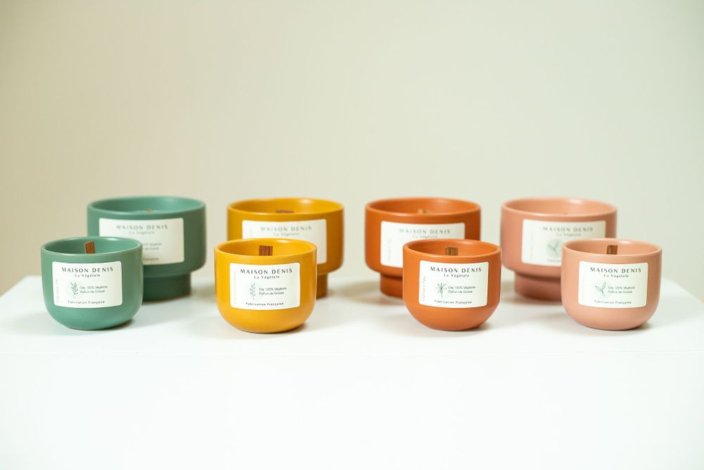 Objets de décoration - MAISON DENIS – L’élément FLORAL : Bougie Parfumée cire 100% végétale mèche bois. - L'ATELIER DENIS