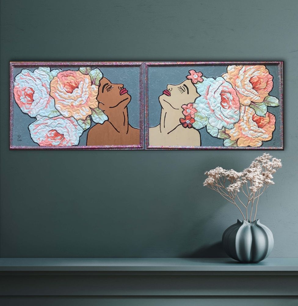 Tableaux - TABLEAU TISSU : DOUCEUR DE L’ÉTÉ INDIEN - CHACHA.ARTDECO