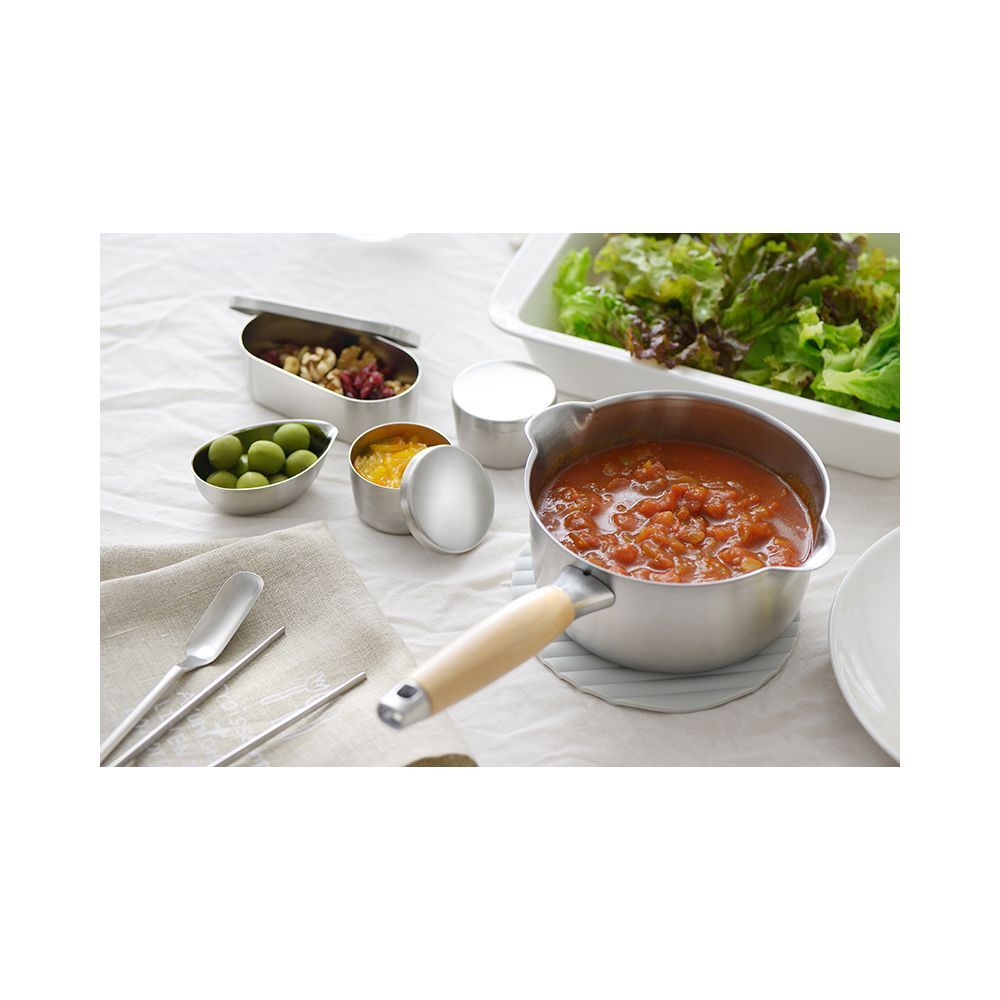 Ustensiles de cuisine - Boîte ronde en acier inoxydable - collection And / YOSHIKAWA - ABINGPLUS