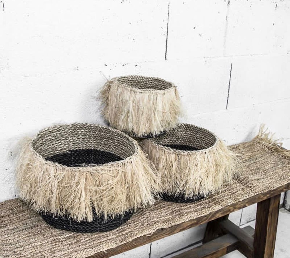 Boîtes de rangement  - Les Paniers Aloha - Noir Naturel - Lot de 3 - BAZAR BIZAR LIVING